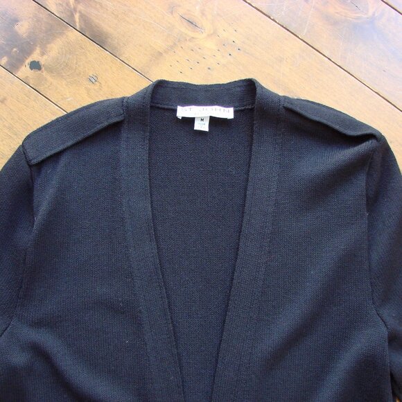 St. John Separates Black Knit Cardigan Sweater Luxury Santiago Knit Medium - Picture 2 of 12